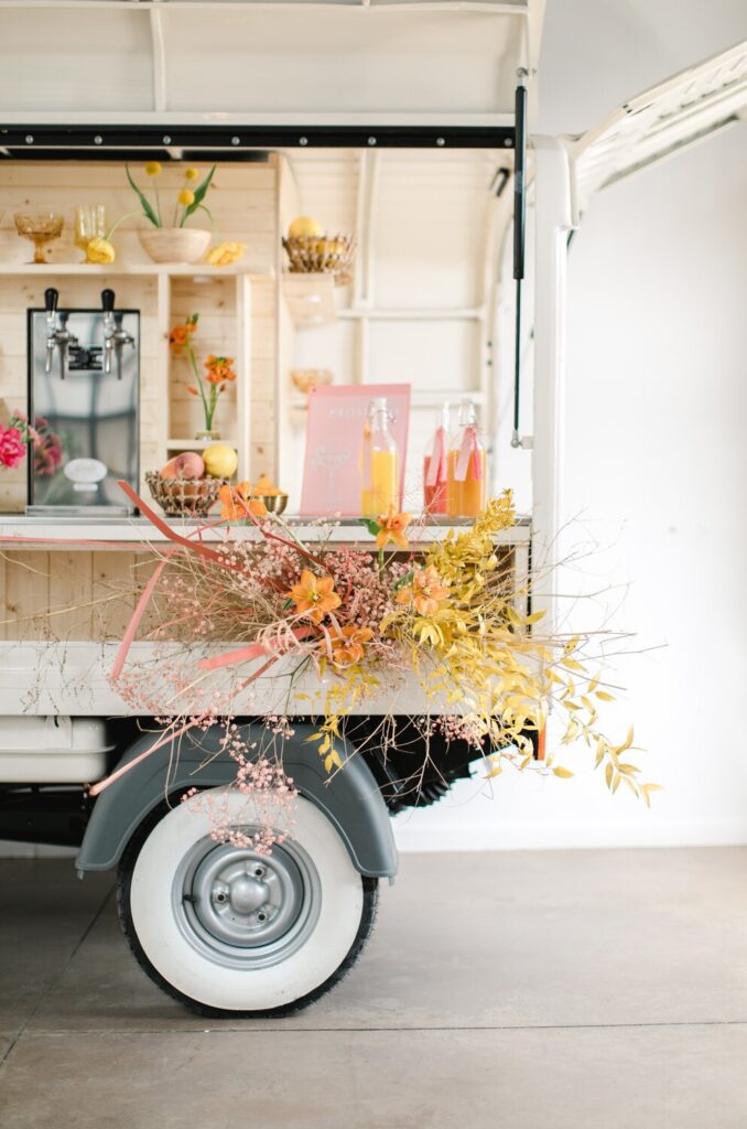 the cutest Prosecco Vespa mobile bars for weddings and events in Canada