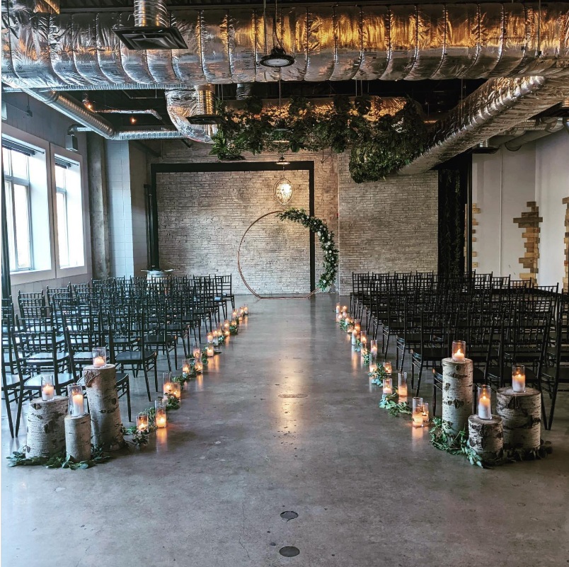 inside view of the stunning industrial wedding venue in Alberta - The Foundry Room