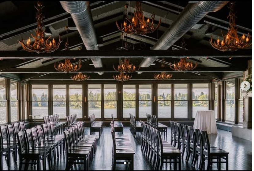 wedding venue view from inside of the lake Alberta wedding venues