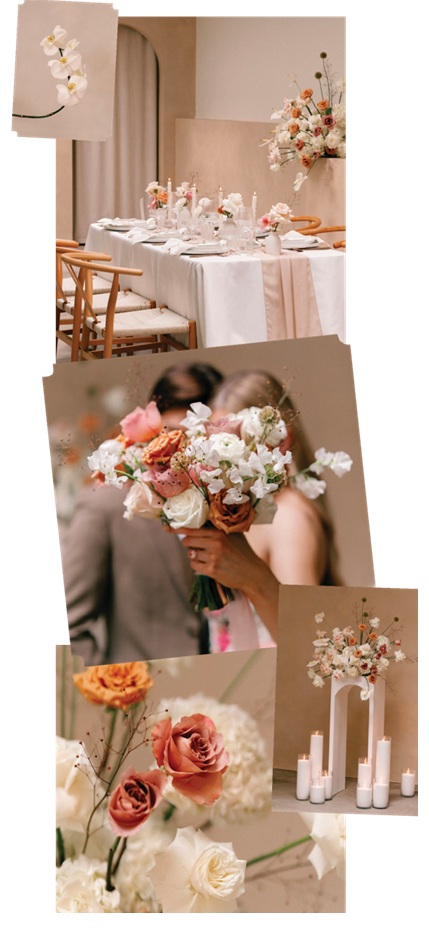 gorgeous wedding flowers at modern wedding