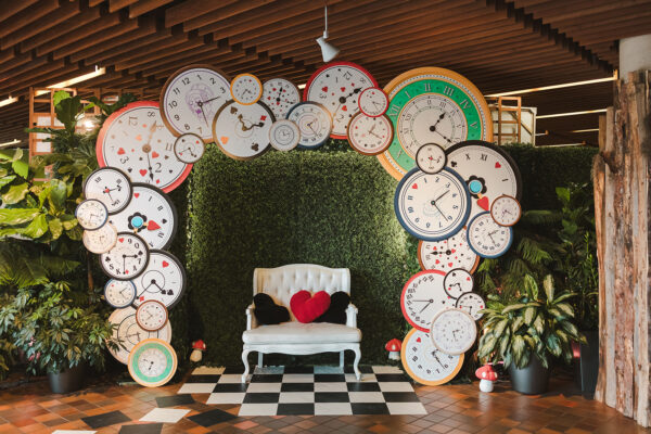 Alice in wonderland-themed wedding