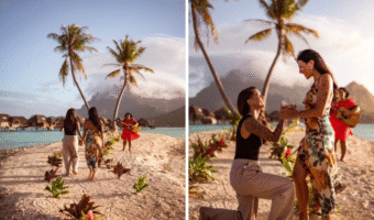sandbar surprise proposal in Bora Bora