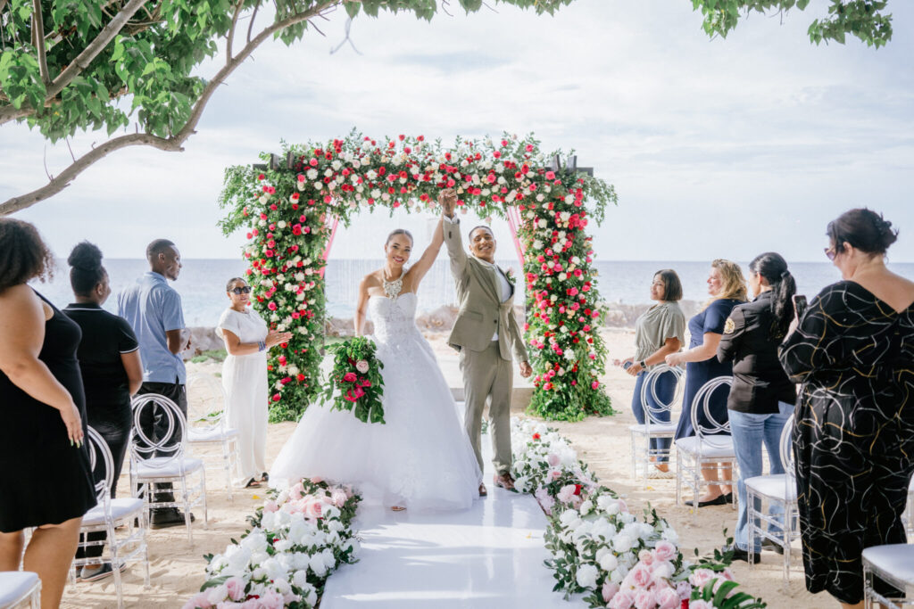 pink tropical destination wedding in Jamaica