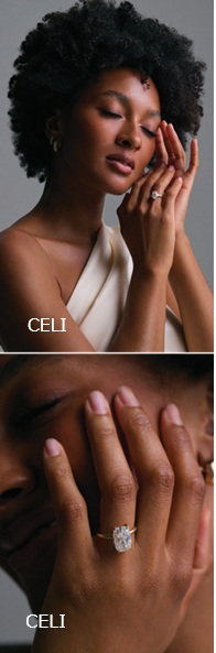 model wearing beautiful Celi engagement ring