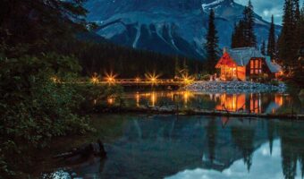 beautiful blue hour photo of Emerald Lake Lodge wedding locations