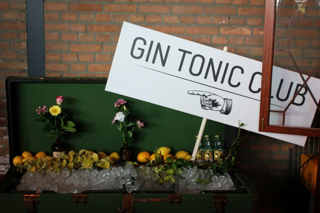 signature drink wedding bar sign Gin and tonic bar wedding signage