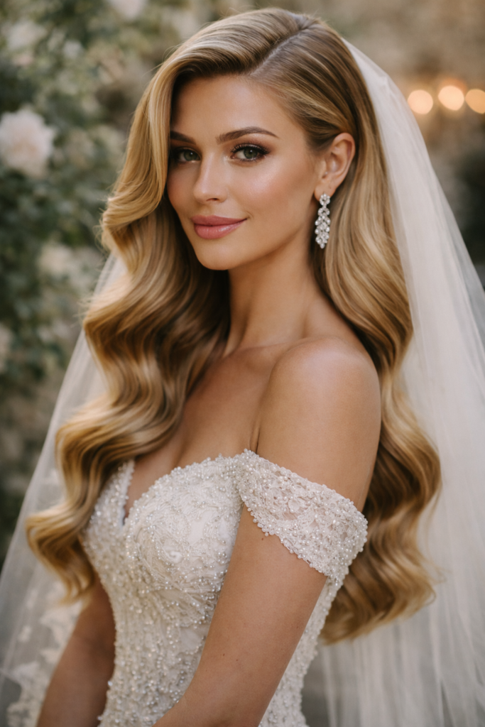 Hollywood waves one of the top wedding hair trends