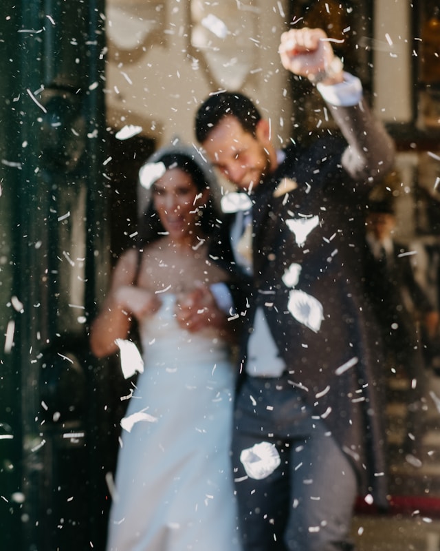wedding confetti Outside church in minho, Portugal Photo by Pedro Pulido Photography