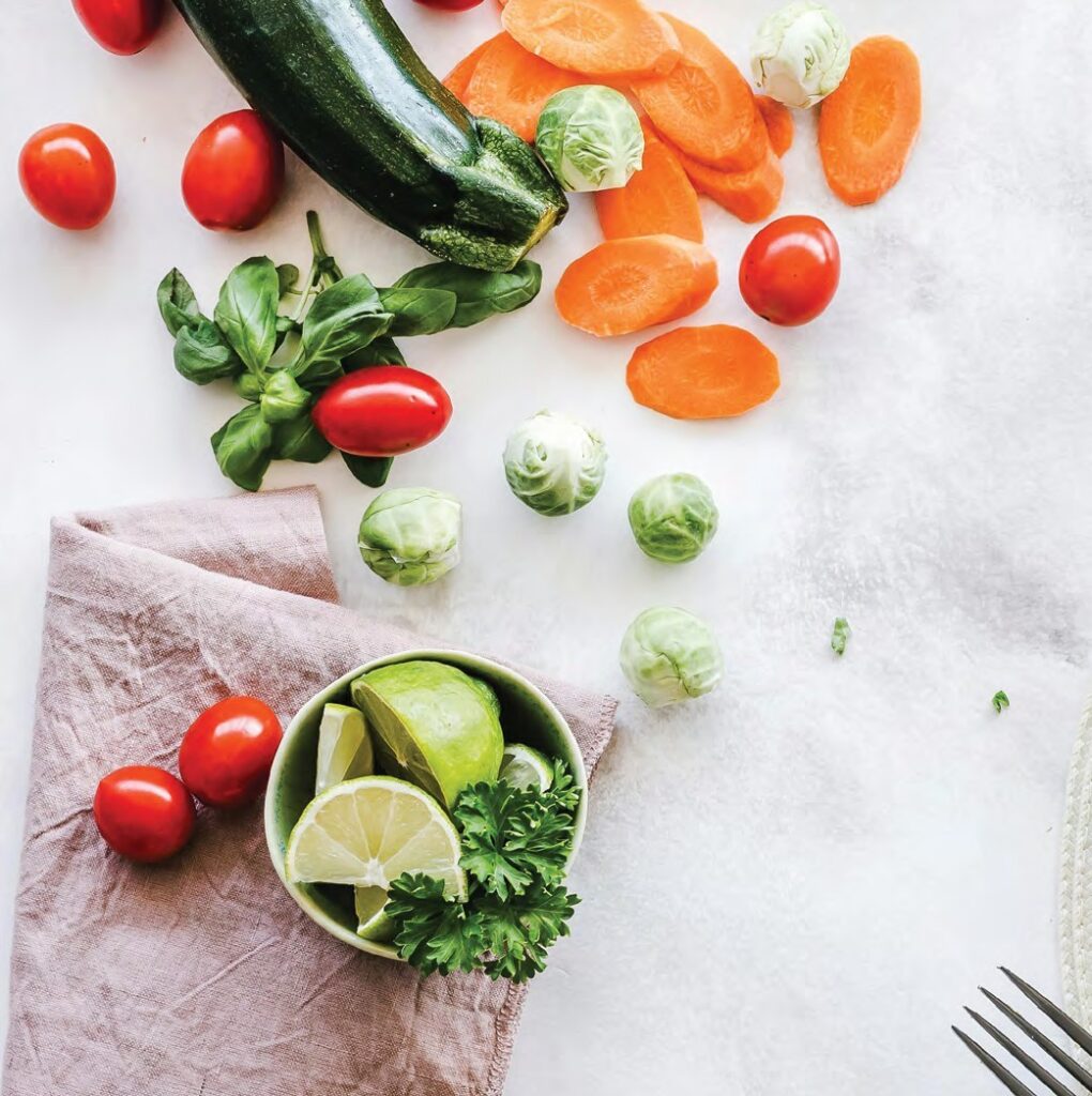 image of cut vegtables for healthy wedding gut to beat bloating