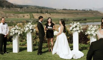 Monte Creek Winery lakeside wedding ceremony