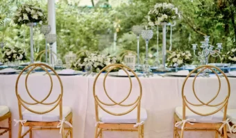outdoor wedding reception table for keeping wedding costs down