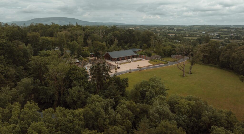 arial view of Drumhierny Woodland Hideaway