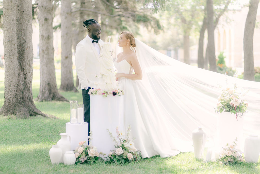 beautiful wedding editorial outdoor wedding at Government House, Regina, Saskatchewan