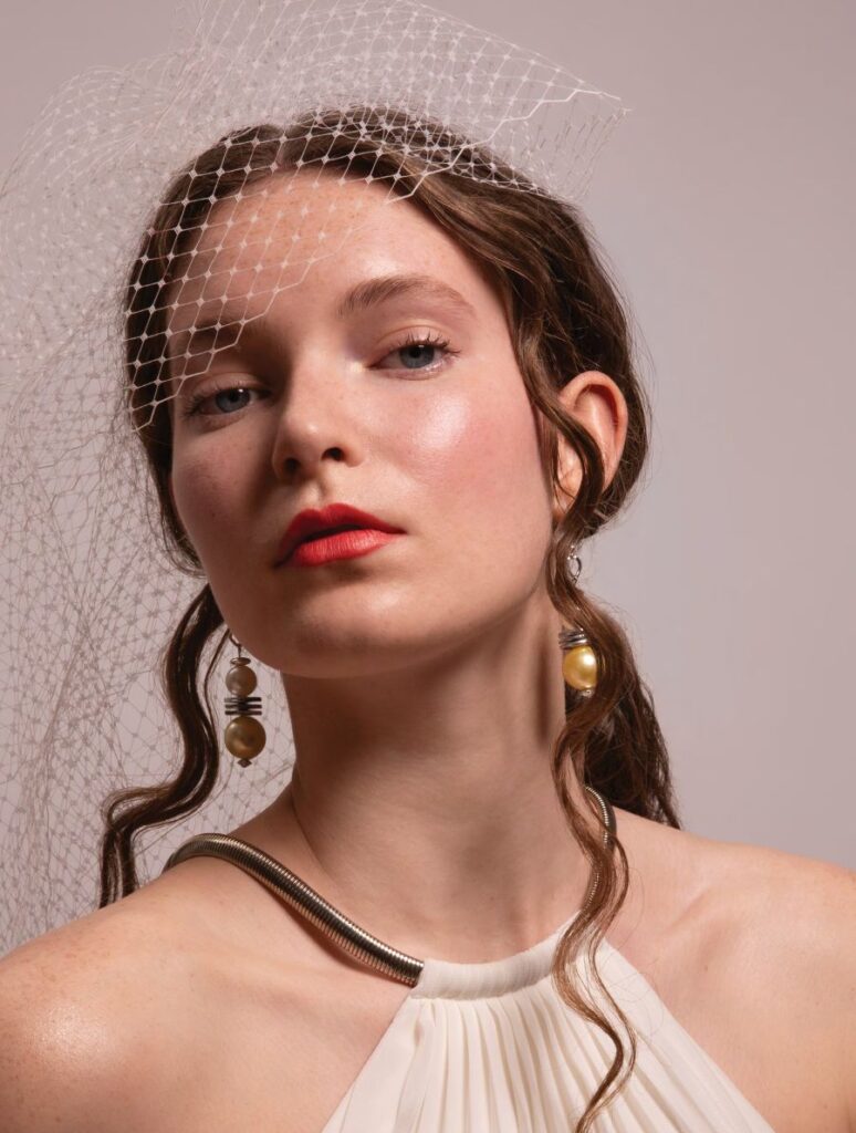 blushing bride wedding makeup with rosy hues