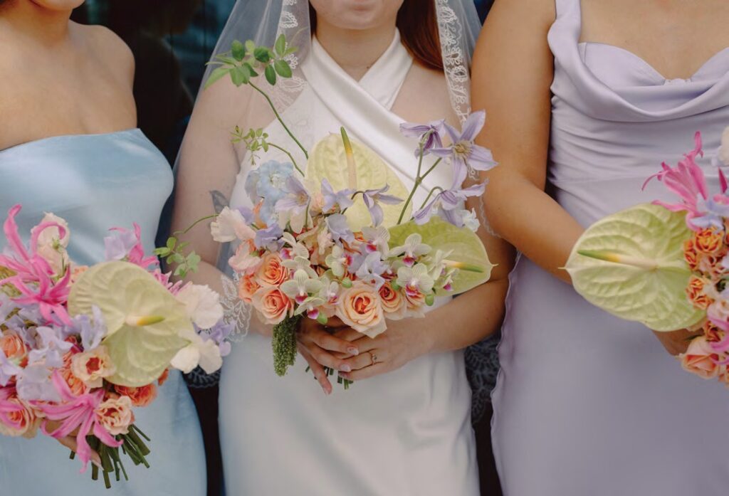 bridesmaid bouquets with floriography