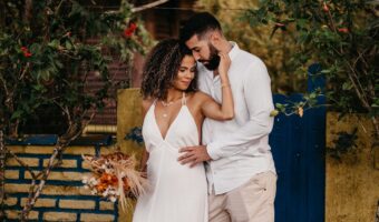 large weddings versus intimate weddings romantic image of bride and groom