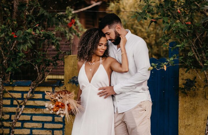 large weddings versus intimate weddings romantic image of bride and groom