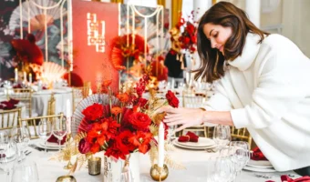 wedding day concierge fixing wedding table items