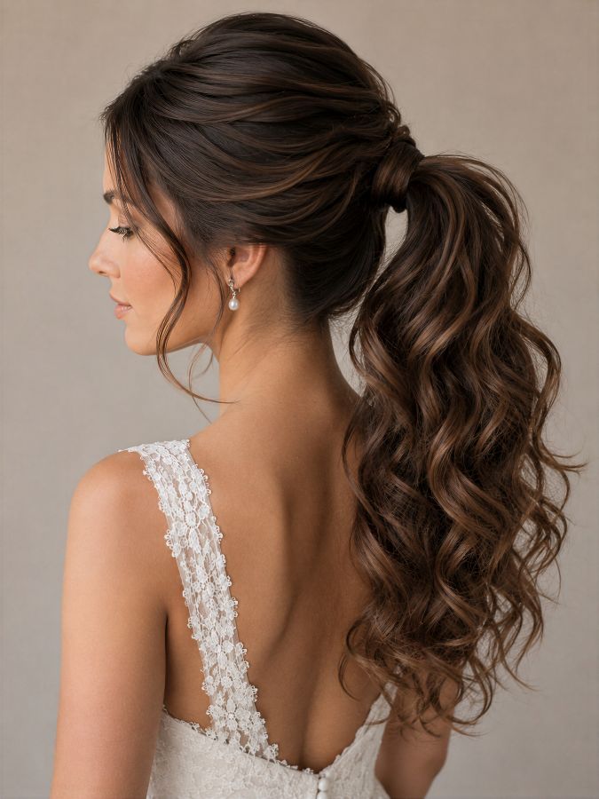 bride wedding hairstyles full ponytail