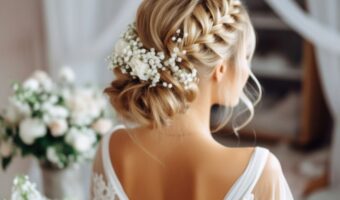 bride wedding hairstyle fishtail braid