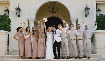 bridal party portrait at Playa del Carmen wedding